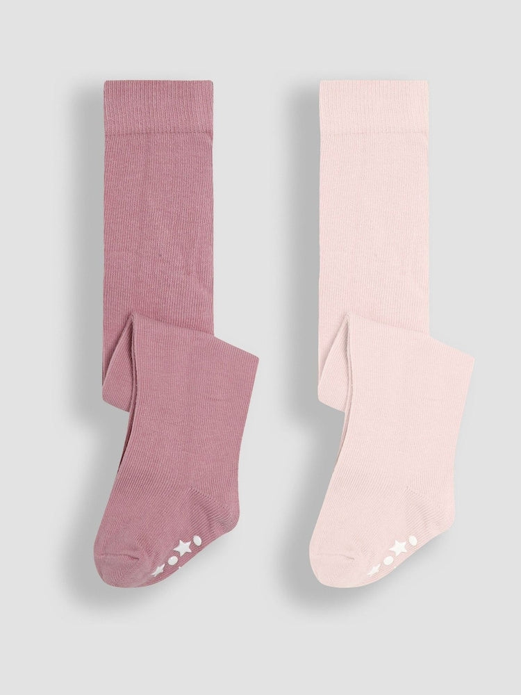 JoJo Maman Bébé Pink Cotton Rich Plain Tights - Size Up To 6 Months (50 - 68cm)