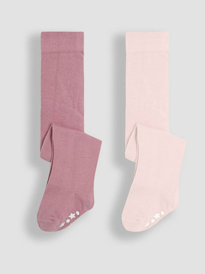 JoJo Maman Bébé Pink Cotton Rich Plain Tights - Size Up To 6 Months (50 - 68cm)