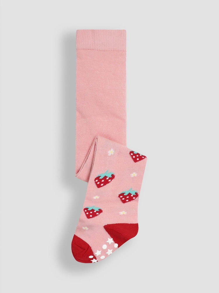 JoJo Maman Bébé Red Cotton Rich Fruit Tights - Size Up To 6 Months (50 - 68cm)