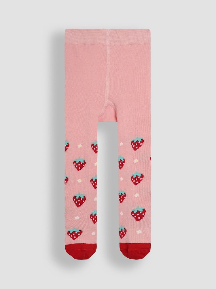 JoJo Maman Bébé Red Cotton Rich Fruit Tights - Size Up To 6 Months (50 - 68cm)