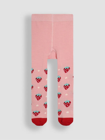 JoJo Maman Bébé Red Cotton Rich Fruit Tights - Size Up To 6 Months (50 - 68cm)