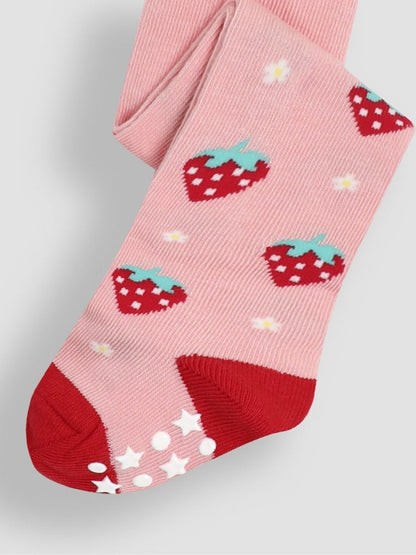 JoJo Maman Bébé Red Cotton Rich Fruit Tights - Size Up To 6 Months (50 - 68cm)