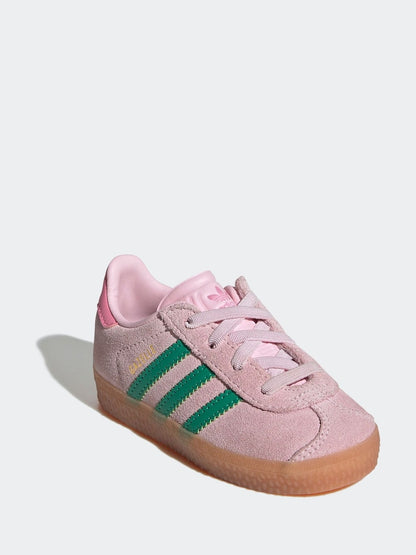 adidas Originals Pink/Green Gazelle Comfort Closure Elastic Laces Infant Trainers