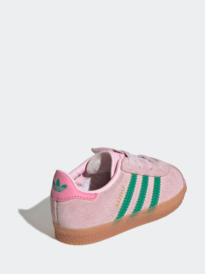 adidas Originals Pink/Green Gazelle Comfort Closure Elastic Laces Infant Trainers