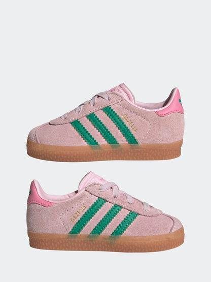 adidas Originals Pink/Green Gazelle Comfort Closure Elastic Laces Infant Trainers