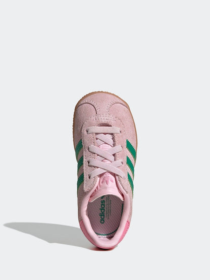 adidas Originals Pink/Green Gazelle Comfort Closure Elastic Laces Infant Trainers
