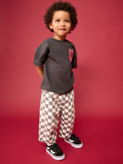 Black/White Checkerboard Pull On Wide