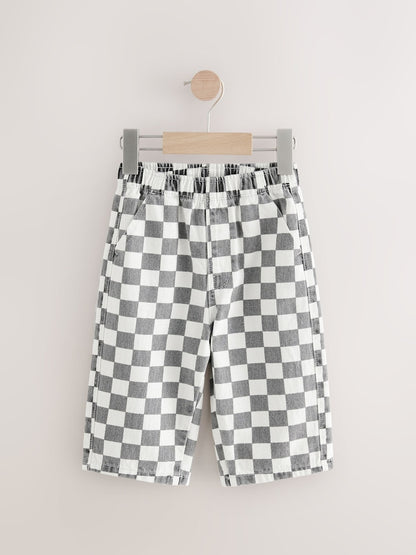 Black/White Checkerboard Pull On Wide