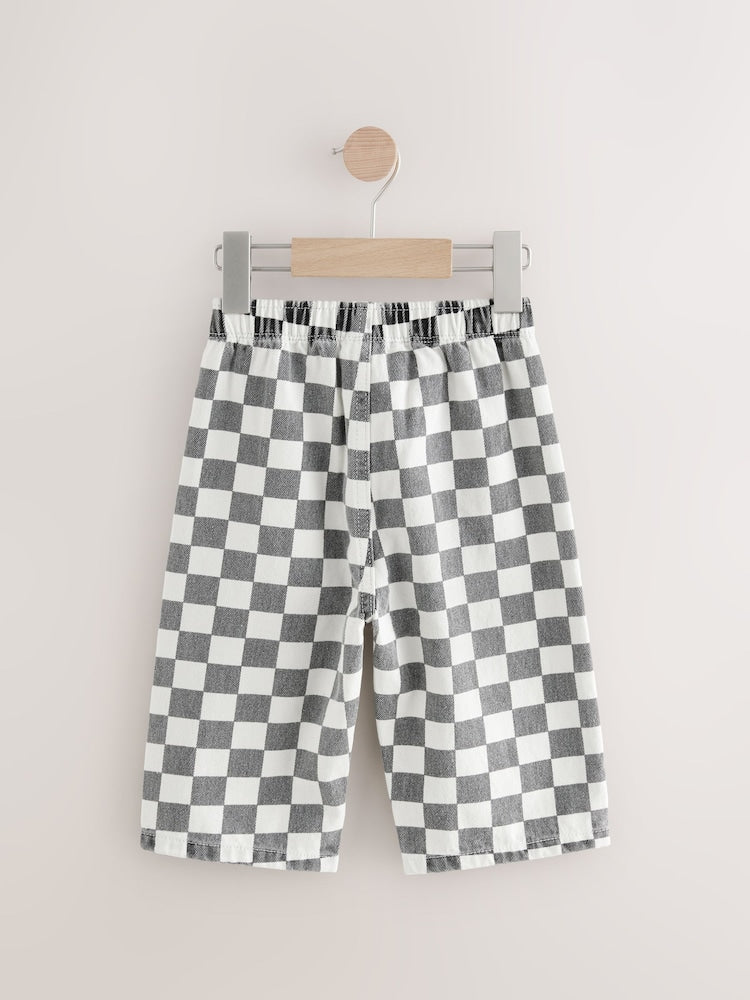 Black/White Checkerboard Pull On Wide
