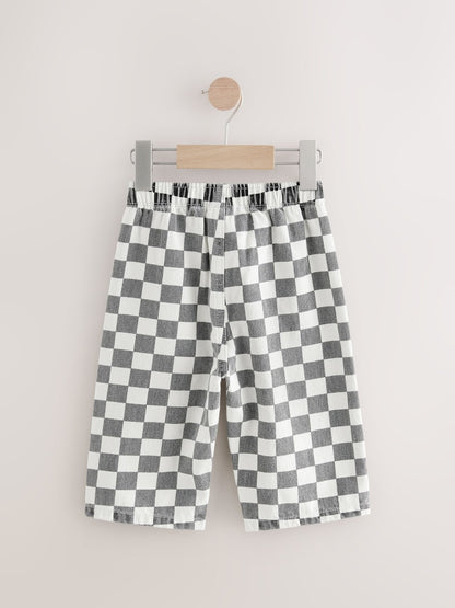 Black/White Checkerboard Pull On Wide