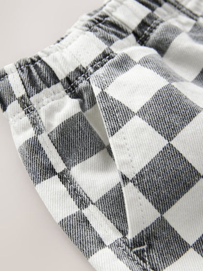 Black/White Checkerboard Pull On Wide Trousers (3mths-7yrs)