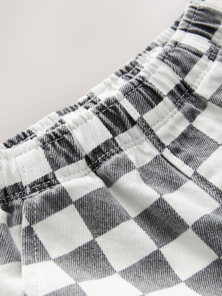 Black/White Checkerboard Pull On Wide Trousers (3mths-7yrs)