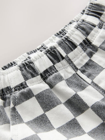 Black/White Checkerboard Pull On Wide