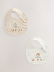 Neutral Character I Love My Mummy/Daddy Baby Bibs 2 Pack - Size One
