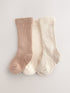 Neutral Rib Knee High Baby Socks 3 Pack - Size 50cm (First Size)