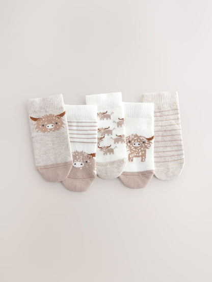 Neutral Hamish Baby Socks 5 Pack - Size 50cm (First Size) - Neutral Hamish