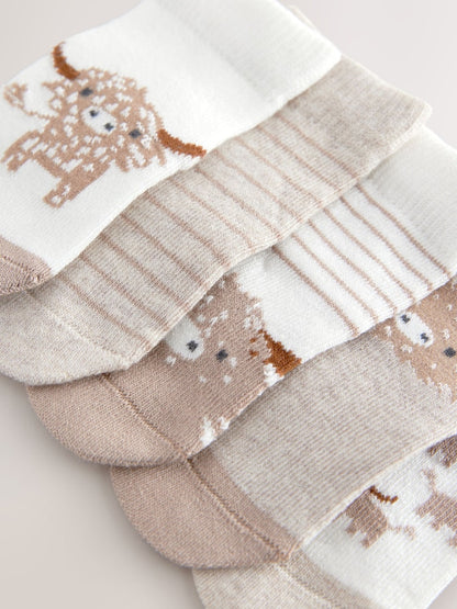 Neutral Hamish Baby Socks 5 Pack - Size 50cm (First Size)
