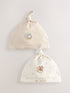 Neutral I Love My Mummy/Daddy Baby Tie Top Hats 2 Pack (0-12mths) - Up To 3 Months (50 - 62cm)