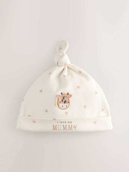 Neutral I Love My Mummy/Daddy Baby Tie Top Hats 2 Pack (0-12mths)