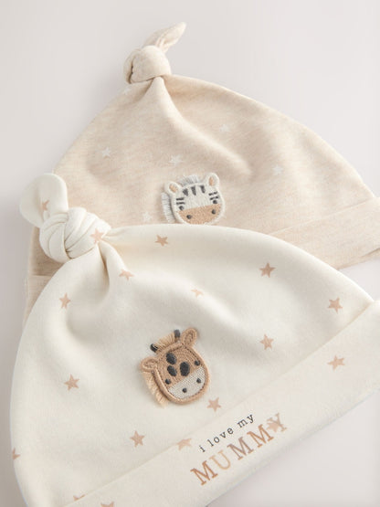 Neutral I Love My Mummy/Daddy Baby Tie Top Hats 2 Pack (0-12mths)