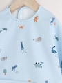 Blue Dino Jungle Weaning And Feeding Sleeved Bib - Size 6-12 Months (68-80cm)
