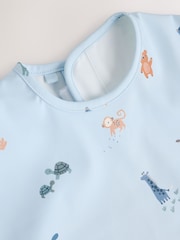 Blue Dino Jungle Weaning And Feeding Sleeved Bib - Size 6-12 Months (68-80cm)