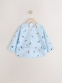 Blue Dino Jungle Weaning And Feeding Sleeved Bib - Size 6-12 Months (68-80cm)