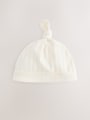 Blue Tie Top 100% Cotton Hats 3 Pack (0-12mths) - Size 44cm (5lb)