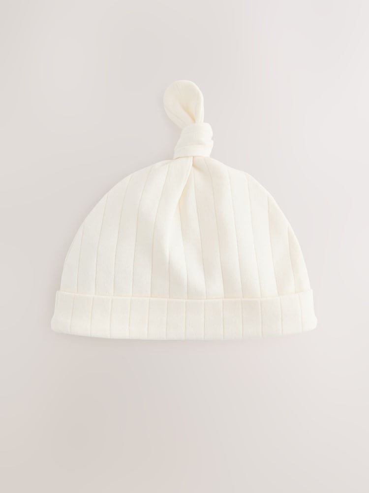 Blue Tie Top 100% Cotton Hats 3 Pack (0-12mths) - Size 44cm (5lb)