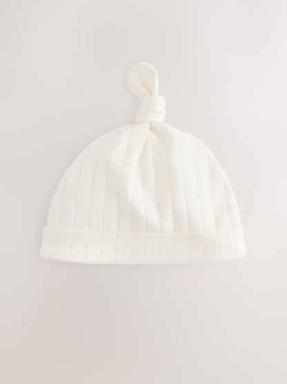 Blue Tie Top 100% Cotton Hats 3 Pack (0-12mths) - Size 44cm (5lb)