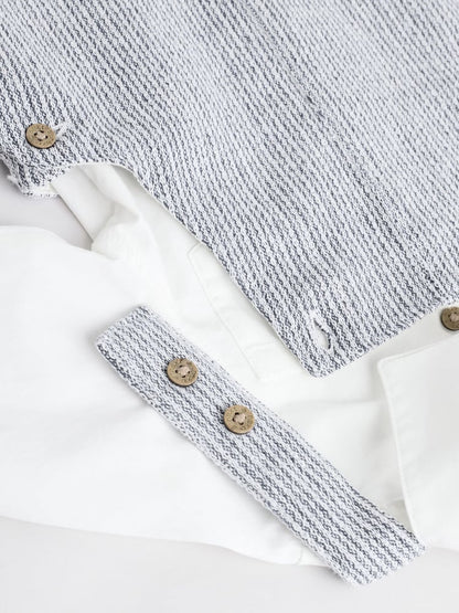 Grey/White Woven Cotton Baby Dungaree and Bodysuit Set (0mths-3yrs)