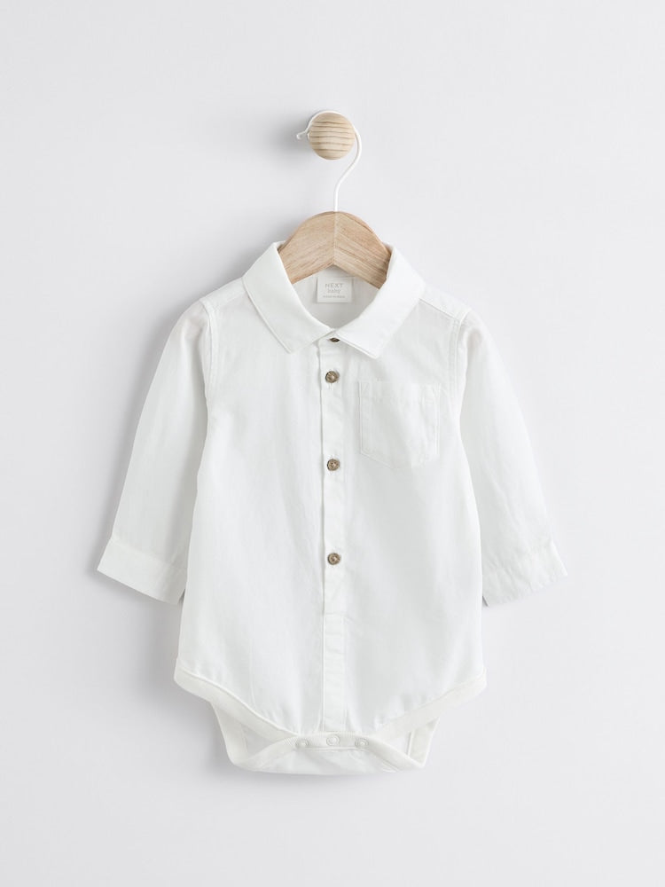 Grey/White Woven Cotton Baby Dungaree and Bodysuit Set (0mths-3yrs)