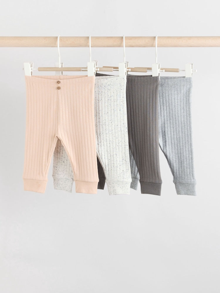 Mono/Neutral Baby Leggings 4 Pack (0mths-3yrs) - Size Up to 1 Month (56cm) - Mono/Neutral