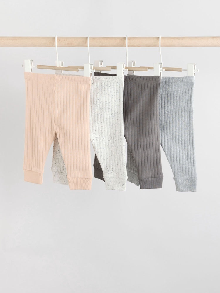 Mono/Neutral Baby Leggings 4 Pack (0mths-3yrs) - Size Up to 1 Month (56cm)