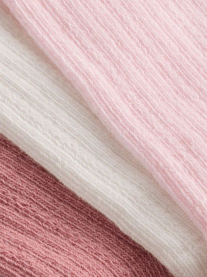 Pink Knee High Bow Baby Sock 3 Pack - Size 50cm (First Size)