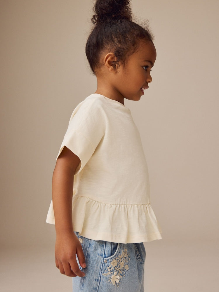 White Short Sleeve Peplum T-Shirt (3mths-7yrs)