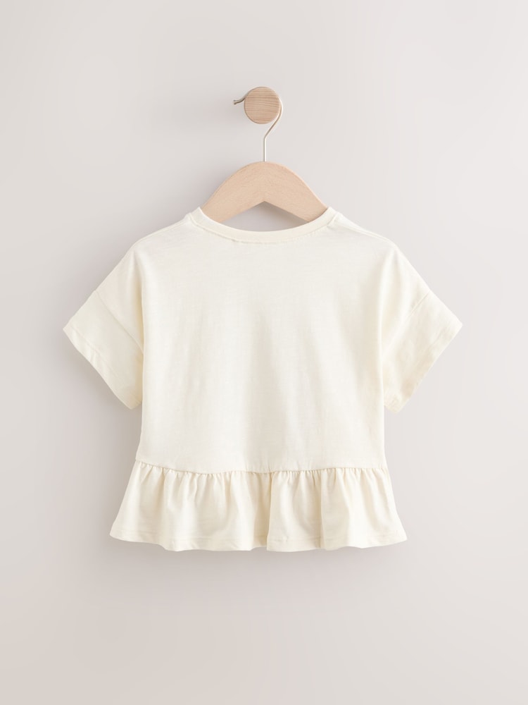 White Short Sleeve Peplum T-Shirt (3mths-7yrs)