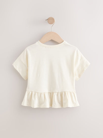 White Short Sleeve Peplum T-Shirt (3mths-7yrs)