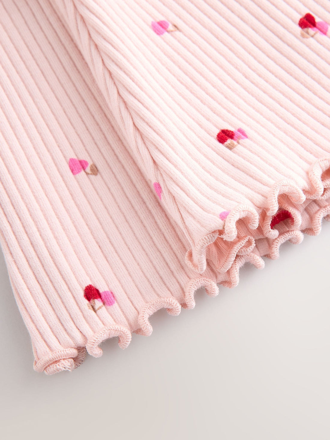 Pink Cherry Hearts Rib Flare Leggings (3mths-7yrs) - Size 3-6 Months (62-68cm)