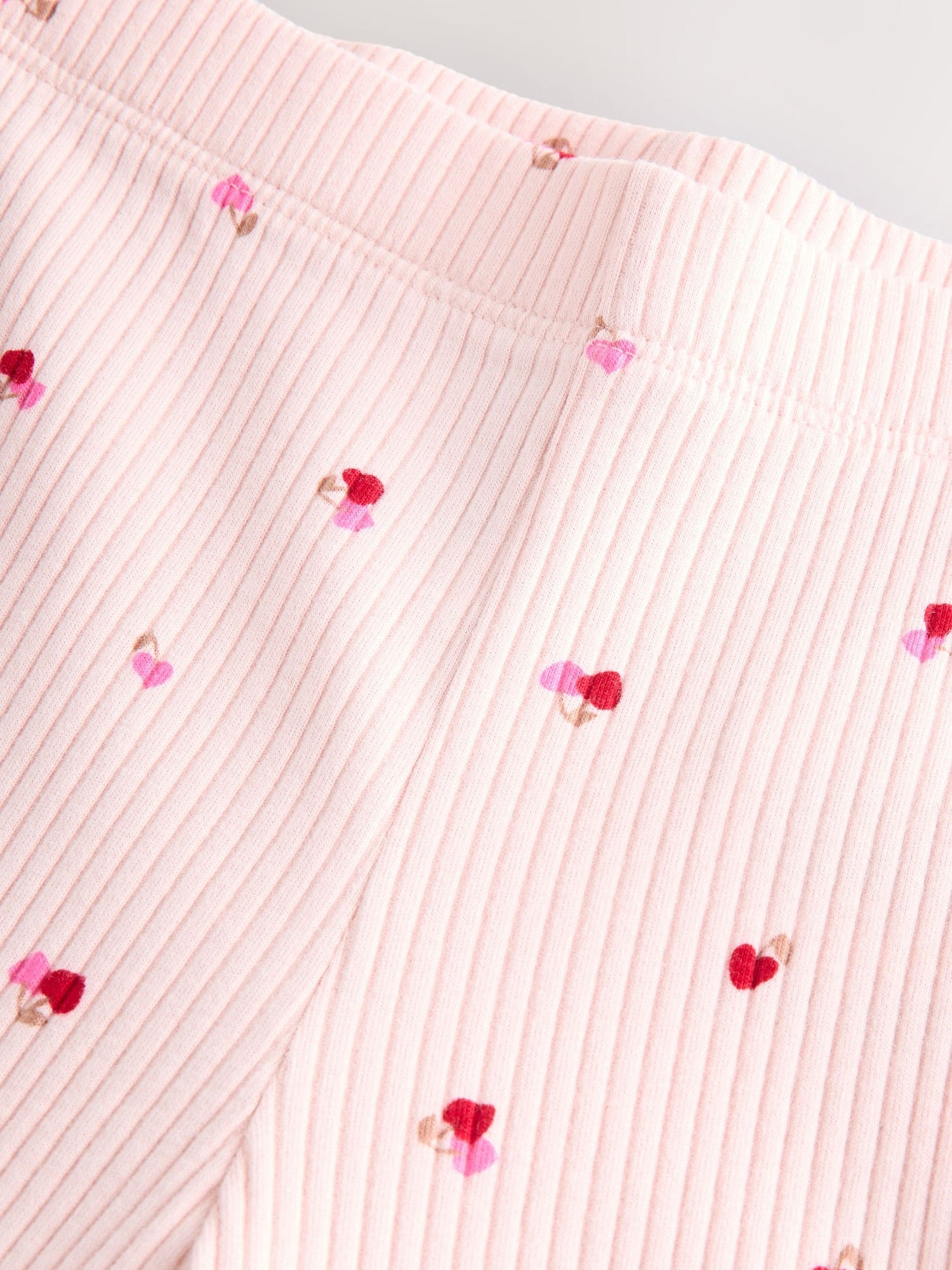 Pink Cherry Hearts Rib Flare Leggings (3mths-7yrs) - Size 3-6 Months (62-68cm)