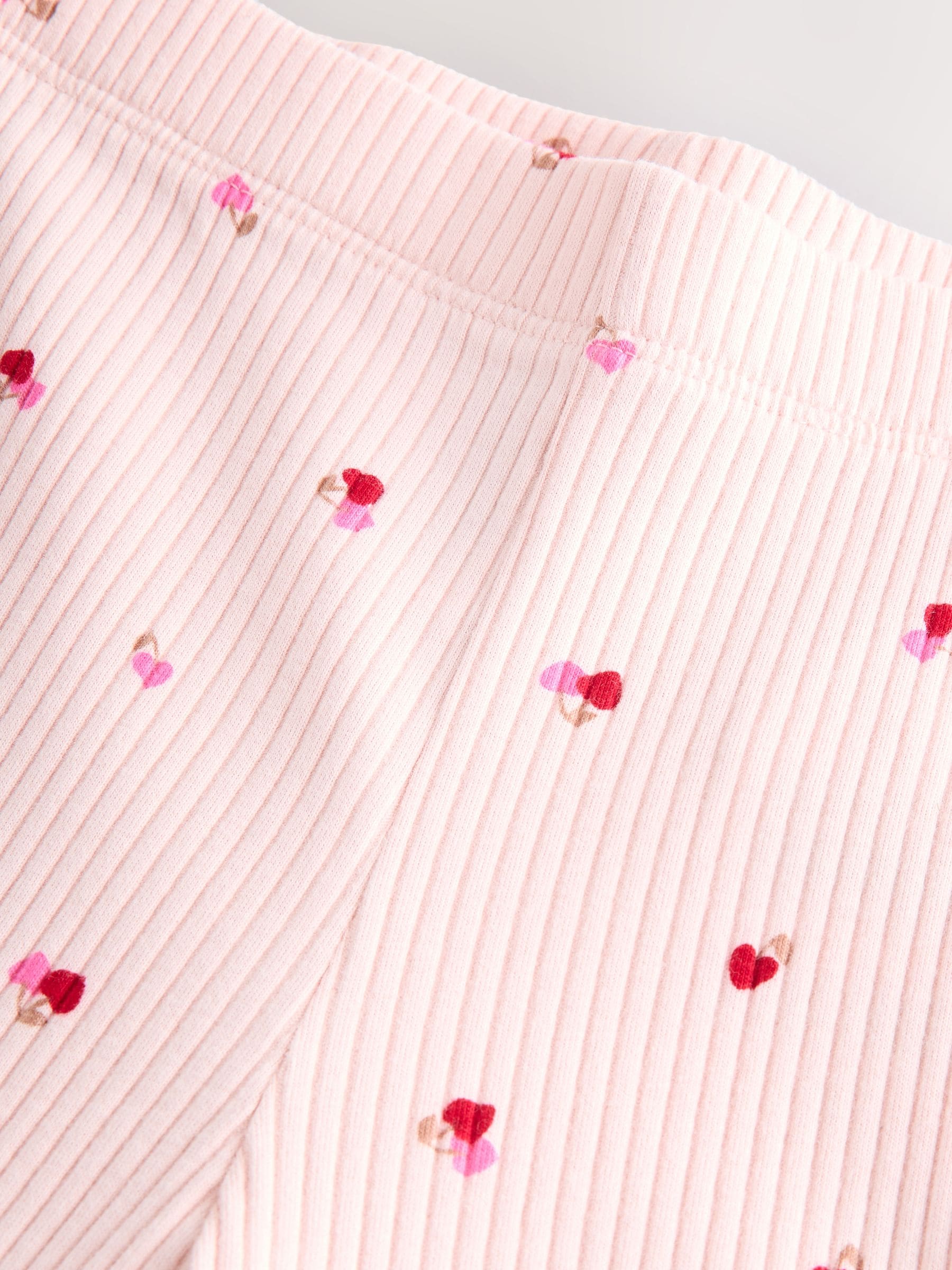 Pink Cherry Hearts Rib Flare Leggings (3mths-7yrs) - Size 3-6 Months (62-68cm)