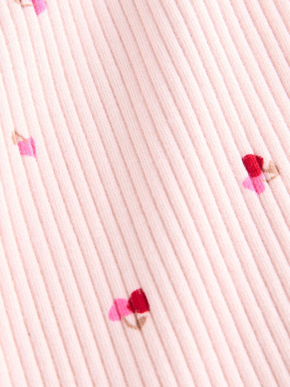 Pink Cherry Hearts Rib Flare Leggings (3mths-7yrs) - Size 3-6 Months (62-68cm)