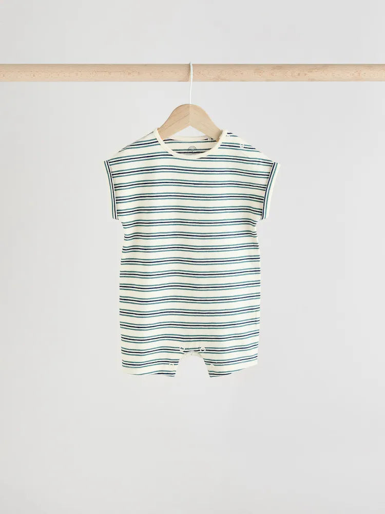 Teal Blue Jersey Baby Rompers 4 Pack