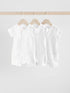 White 3 Pack Two Way Zip Baby 100% Cotton Rompers (0mths-3yrs) - White / 12-18 Months (80-86cm)
