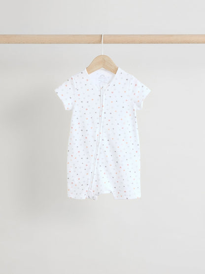 White 100% Cotton Two Way Zip Romper Sleepsuits 3 Pack (0mths-3yrs)