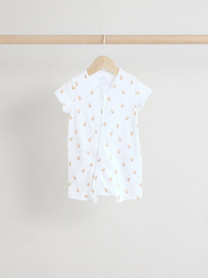 White 100% Cotton Two Way Zip Romper Sleepsuits 3 Pack (0mths-3yrs)