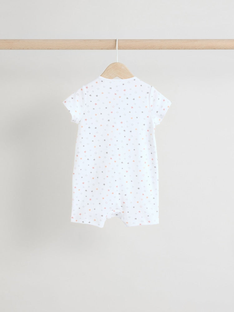 White 100% Cotton Two Way Zip Romper Sleepsuits 3 Pack (0mths-3yrs)