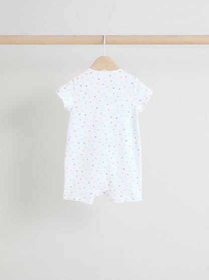 White 100% Cotton Two Way Zip Romper Sleepsuits 3 Pack (0mths-3yrs)