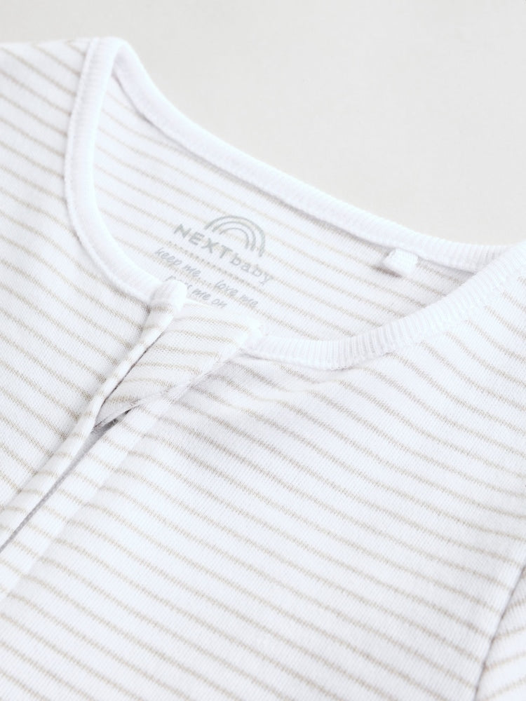 White 100% Cotton Two Way Zip Romper Sleepsuits 3 Pack (0mths-3yrs)