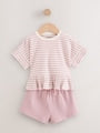 Pink T-Shirt &amp; Short 2 Pack Set (3mths-7yrs) - Size 3-6 Months (62-68cm)